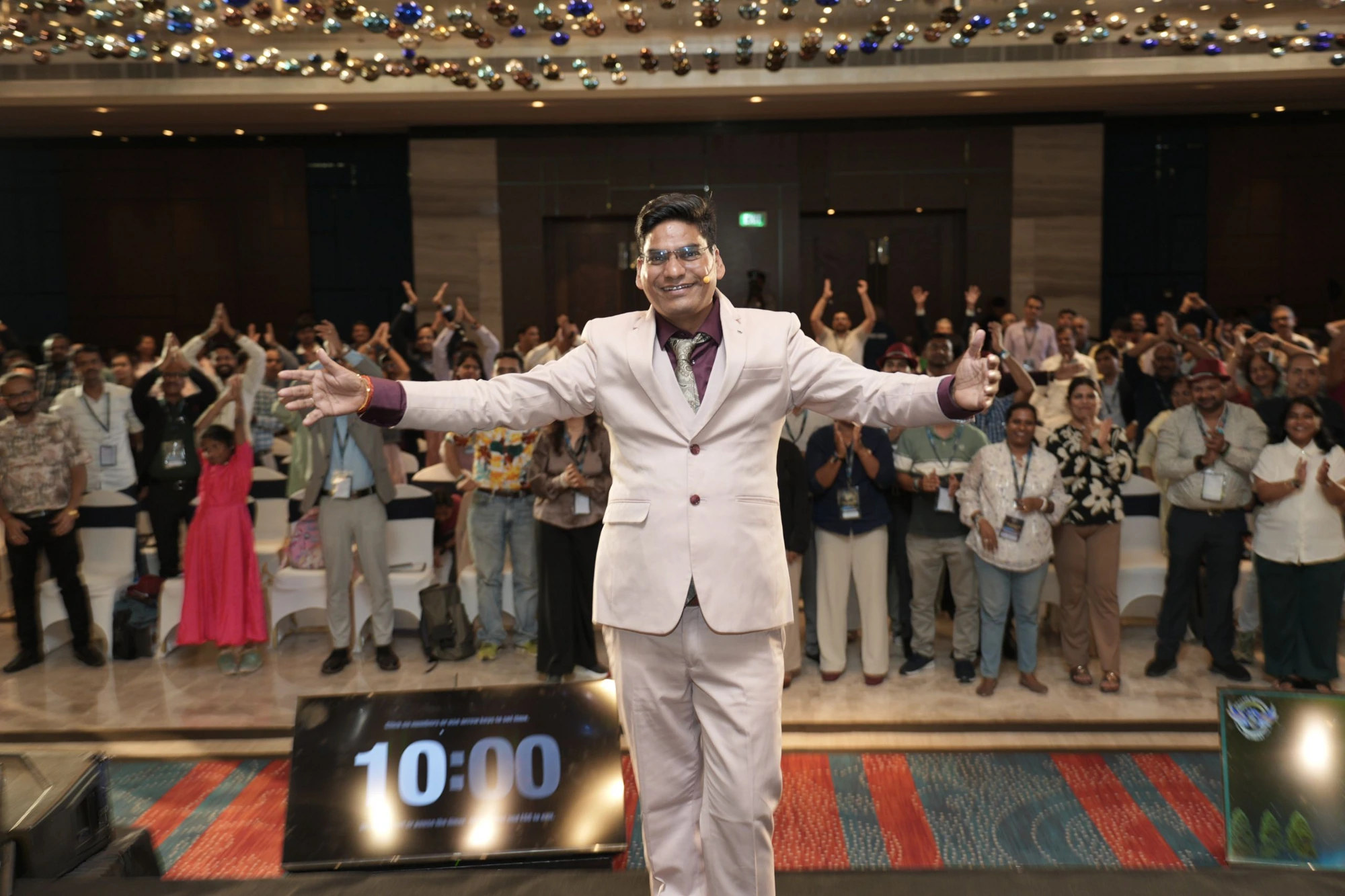 Sandeep Gupta with a cheering audience